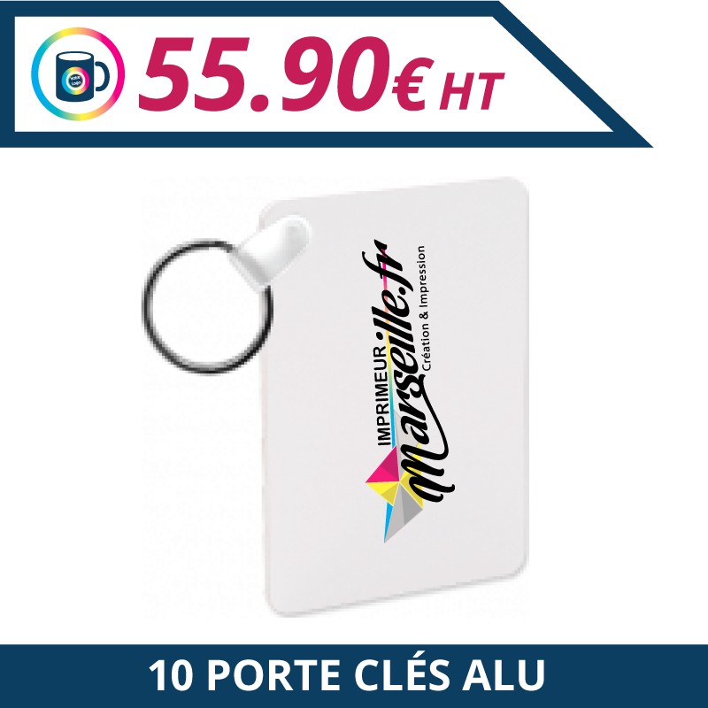 10 porte-clés en alu - Porte-clés à personnaliser - Imprimeur Marseille Textile