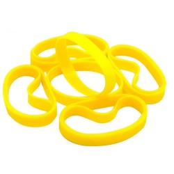 100 Bracelets élastique en Caoutchouc JAUNE