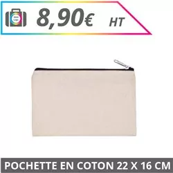 Pochette en coton 22 x 16 cm - Bagagerie à personnaliser - Imprimeur Marseille Textile
