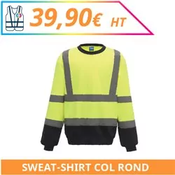Sweat-shirt haute visibilité col rond - Chantier à personnaliser - Imprimeur Marseille Textile