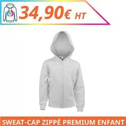 Sweat capuche zippé premium enfant - Sweat-shirts à personnaliser - Imprimeur Marseille Textile