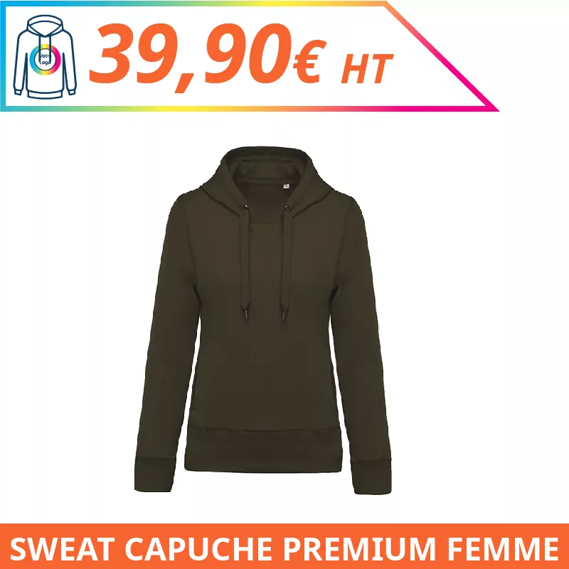 Sweat capuche premium femme - Sweat-shirts à personnaliser - Imprimeur Marseille Textile