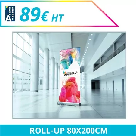 Roll-up 80 x 200 cm - Roll'up à personnaliser - Imprimeur Marseille Textile