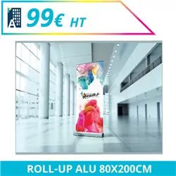 Roll-up premium 80 x 200 cm - Roll'up à personnaliser - Imprimeur Marseille Textile