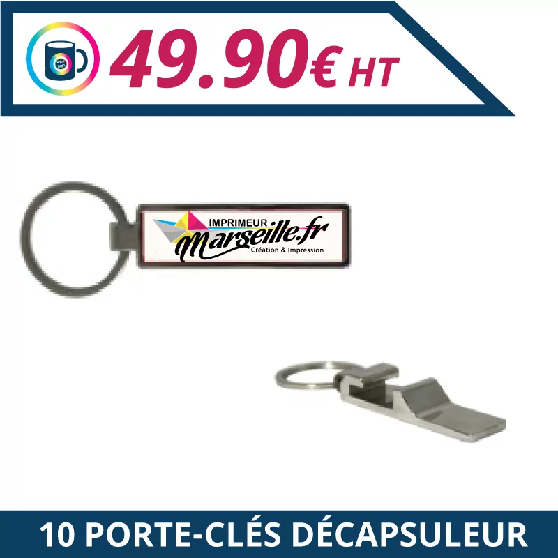 10 porte-clés décapsuleurs - Porte-clés à personnaliser - Imprimeur Marseille Textile