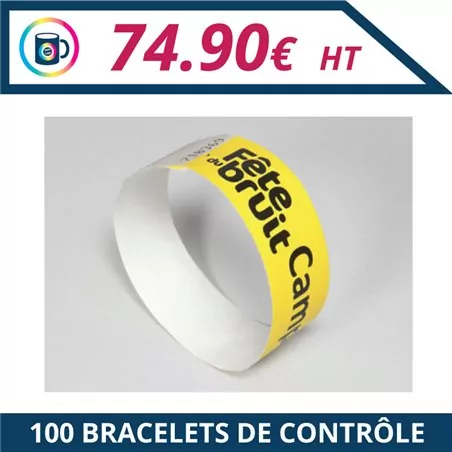 100 Bracelets de contrôle - Evénementiel à personnaliser - Imprimeur Marseille Textile
