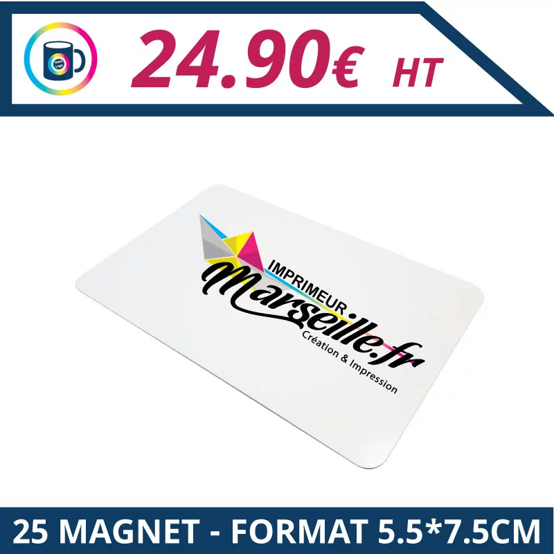25 Magnets 5,5 x 7,5 cm - Magnet à personnaliser - Imprimeur Marseille Textile