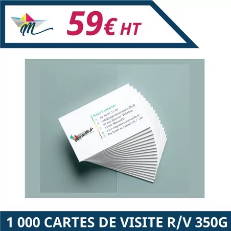 1 000 cartes de visites R/V 350g - Carte de visite à personnaliser - Imprimeur Marseille Textile