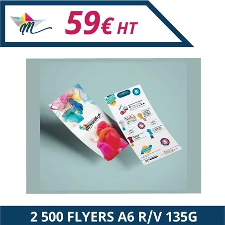 2 500 Flyers A6 R/V 135g - Flyer à personnaliser - Imprimeur Marseille Textile